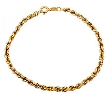 9ct gold 2.5g 7 inch hollow rope Bracelet